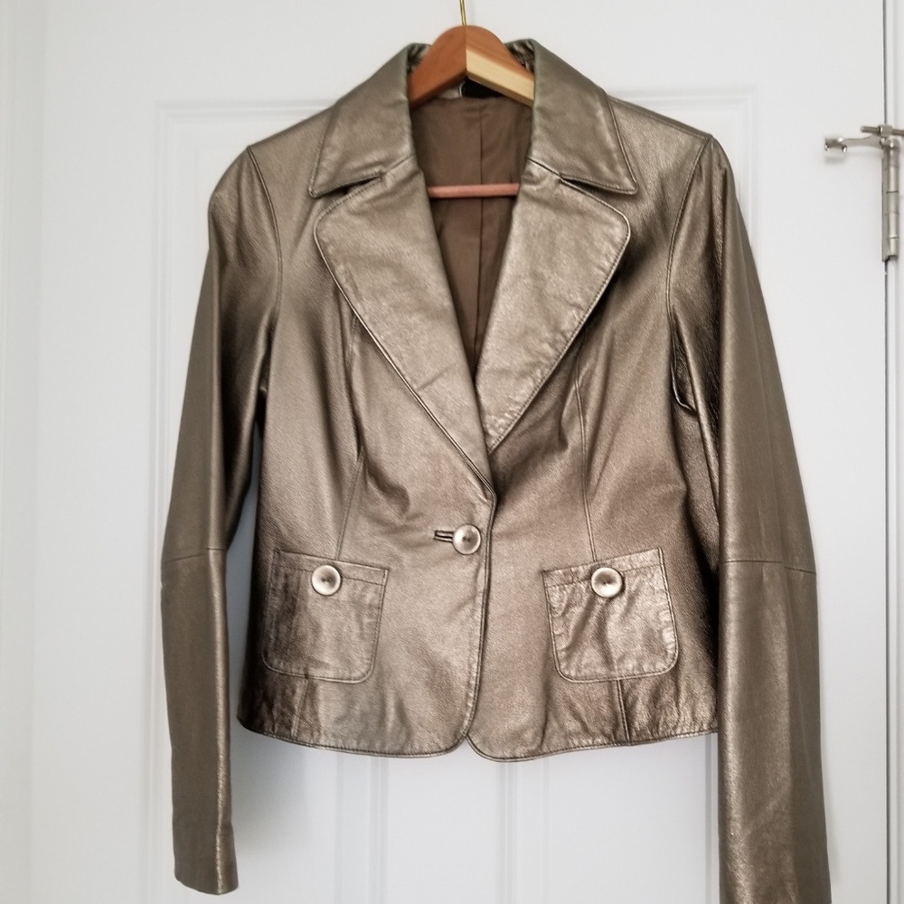 Metallic Cropped Leather Jacket
